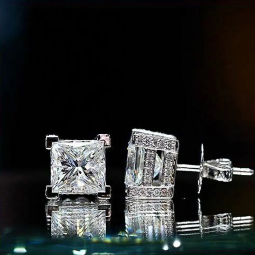 3Ct Square Open Gallery Full 3D Iced Prongs Incrusted Open Bridge Setting Cut